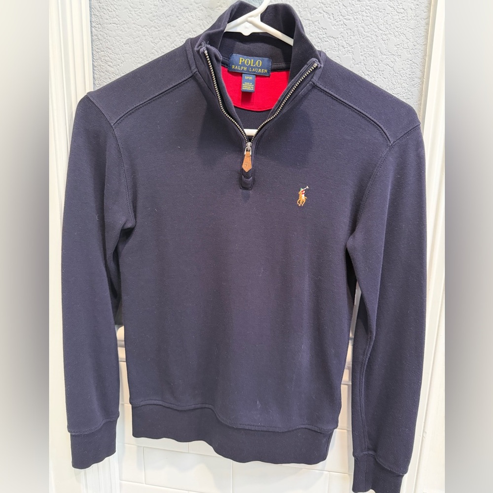 Polo by Ralph Lauren Boys Navy Blue quarter-zip pullover